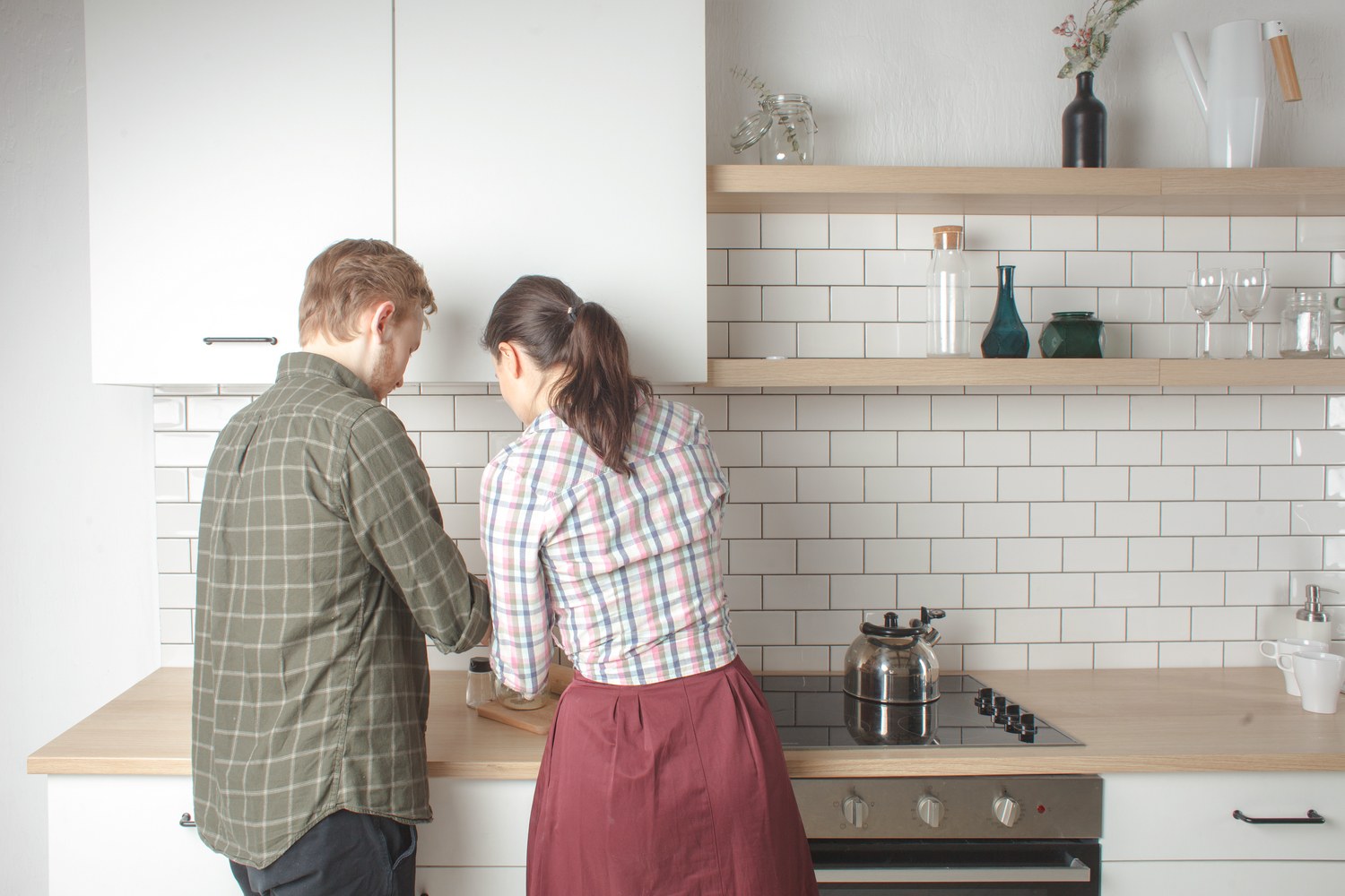 Couple helping each other
